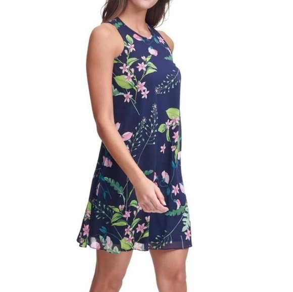 Tommy Hilfiger Navy Floral Mini Dress – Size 6 - Picture 1 of 9